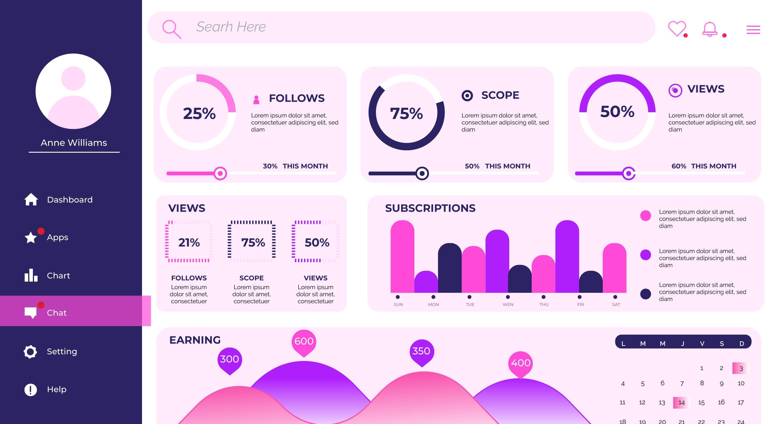 Screenshot of SaaS Dashboard Platform